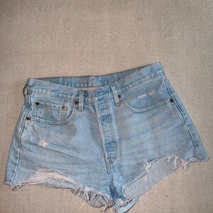 Levi's Light Blue Distressed Jean Shorts